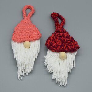 Chochet Gnome Ornaments Handcrafted Set Of Two